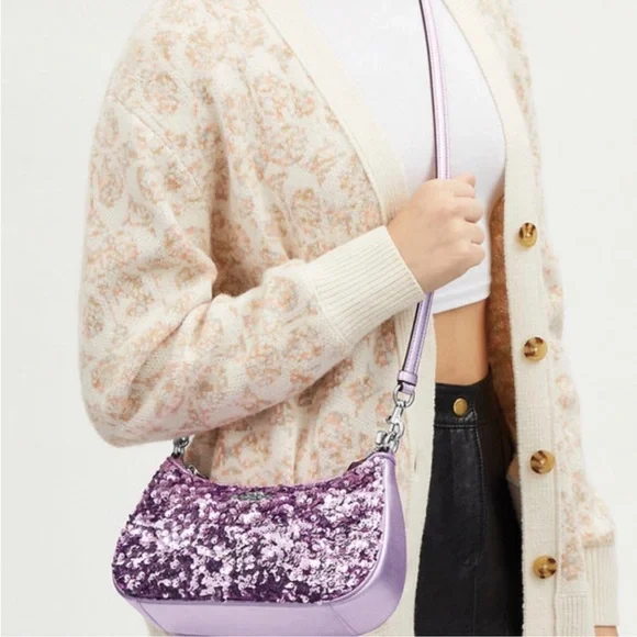 Coach Lavender Sequin Shoulder Bag - Picture 9 of 9